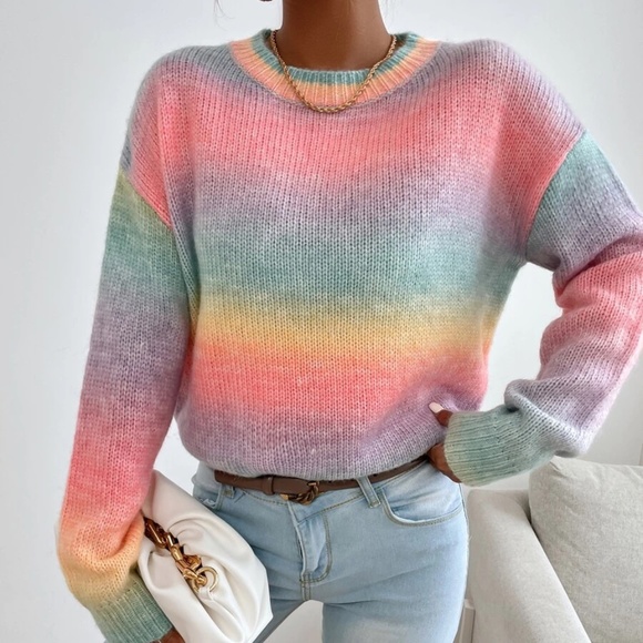 Sweaters - Cozy Colorful Oversized ombre Sweater